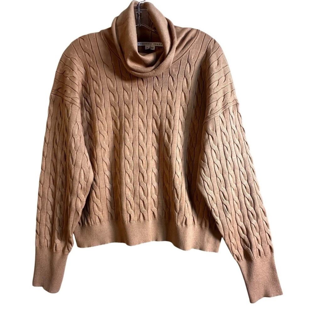 NWT Veronica Beard Lova Pullover Cable Knit Turtleneck Sweater Camel Women Sz XL - Picture 6 of 16